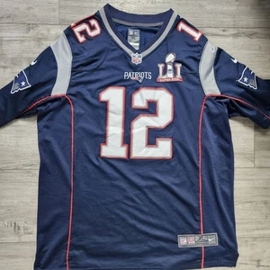 Tom Brady #12 New England Patriots 2017 Super Bowl LI 51 Jersey Navy Blue XL - Picture 1 of 9