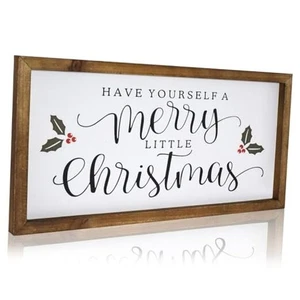 Have Yourself A Merry Little Christmas Insegna da Parete per Natale, Legno Massello  - Foto 1 di 8