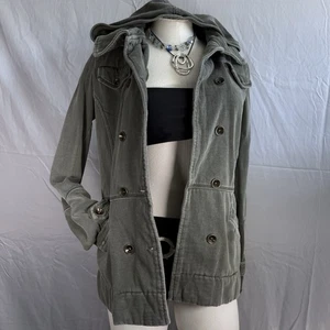 Y2K Hurley Damen Kapuzenjacke Knopfleiste Baumwolle Gr. S Bella Swan Grunge - Bild 1 von 15