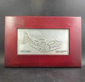 Native American Haida Pewter Plaque By Roxana Leask, "Salmon & Eagle", OBO - Picture 1 of 5