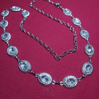 Vintage y2k Belt Rhinestone Silver tone Metal Hip Links 42" Size Small Medium - Image 1 of 4