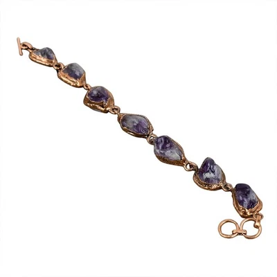 Sisters Day Deal Natural Super 23 Amethyst Electroformed Chain Bracelet Copper - Image 1 of 4