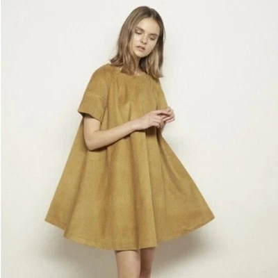 Mini Vestido The Odells Anthropologie Tienda Pana Talla Pequeña Algodón Tostado Beige Foto 1 de 4