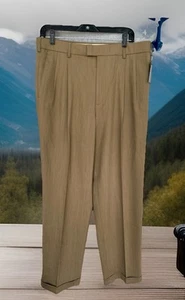 NWT-DOCKERS COLLECTION Men's Wool Blend Flat Front Brown Dress Pants 33x32 - Picture 1 of 10