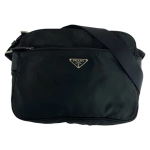 PRADA Tessuto Triangle with logo Shoulder Bag Pochette Black SilverHardware - Picture 1 of 10
