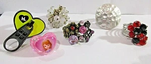 Lote de 6 anillos elásticos ajustables multicolor plateado con cuentas - Imagen 1 de 3