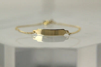 18k Yellow Gold Small Child Engravable ID Tag 5" Bracelet 1.2 Grams (BR5101) - Image 1 of 4