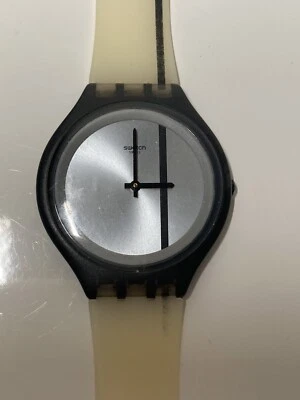 Мужские часы SWATCH SKINTHROUGH (SVUB102) серебристый циферблат прозрачный ремешок непроверенные детали - Изображение 1 из 4