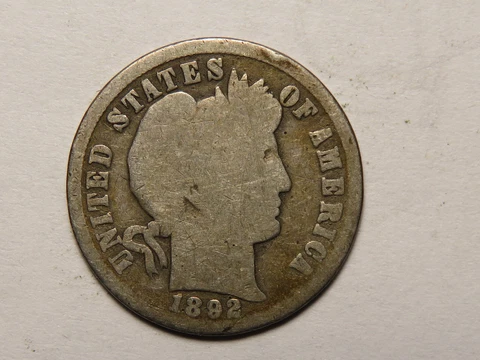 1892-O Barber Dime, G/VG Cover