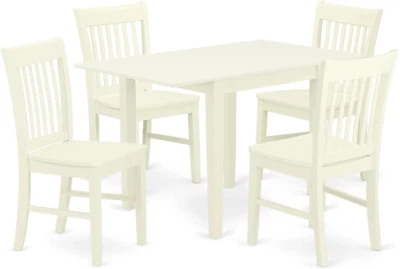 NDNO5-LWH-W 5 Piece Dinette Set for 4 Includes a Rectangle Dining Table with Dro - Image 1 of 4