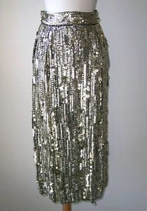 Falda midi ALBERTA FERRETTI adornada con lentejuelas doradas 44 8 - Imagen 1 de 5