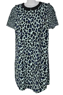 Женское платье Maison Scotch размер США 8 синее с коротким рукавом с анималистическим принтом мини - Изображение 1 из 4