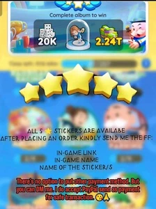 Monopoly GO 5 Stars Sticker - Picture 1 of 2