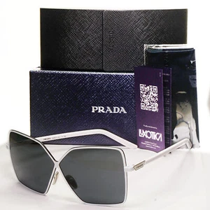 Prada Sunglasses White Oversized Square Black Grey PR50YS SPR 50Y 461-5S0 - Picture 1 of 12