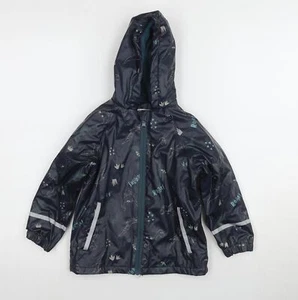 Lupilu Boys Black Dinosaur Rain Jacket 2-3 Years Hooded Reflective - Picture 1 of 12