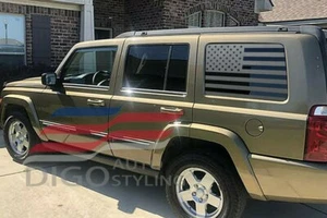 2005-2010 Jeep Commander Quarter Window American Flag Decal Sticker Matte black - Picture 1 of 1