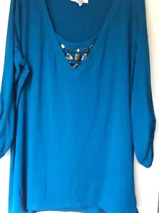 Style &Co beautiful peacock blue jersey top with jewel front.Size 2X NwoT SALE! - Picture 1 of 9