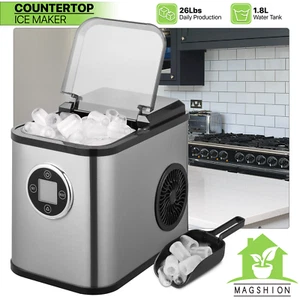 [SELF CLEANING+TIMER]Countertop Bullet Shape Qiuck 26lbs/24hrs Ice Maker Machine - Picture 1 of 15