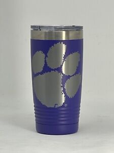 Clemson BIG PAW Purple 20oz Double Wall Insulated Stainless Steel Tumbler Gift