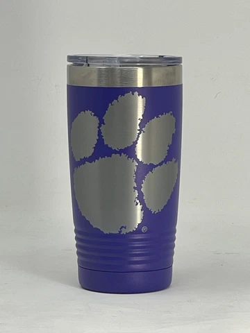 Clemson BIG PAW Purple 20oz Double Wall Insulated Stainless Steel Tumbler Gift Cover
