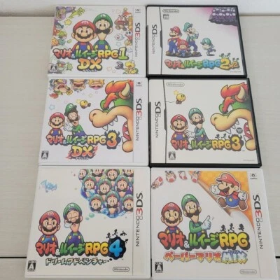 Lot 6 Mario and Luigi RPG 1 2 3 4 DX Paper Mario Mix Set Nintendo DS 3DS Japan - Image 1 of 4