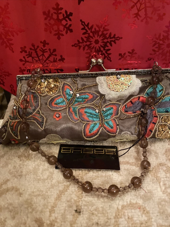 👠👛SASHA HANDBAGS Beaded Handbag Purse Butterfly Design Evening Bag NWT - Image 1 of 1