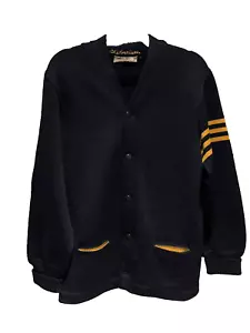 60s Vintage Kandel Navy Blue/Gold 100% New Wool Mens Collegiate Letterman Sweater - Bild 1 von 11