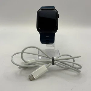 Apple Watch (Series 7) 45mm Blue Aluminum (LTE) w/ Navy Blue Ocean Band- Good  - Photo 1 sur 5