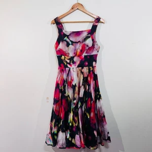 Aurelio Costarella Dress 3 12 Abstract Pink Black Yellow Summer Party Formal MN1 - Bild 1 von 22