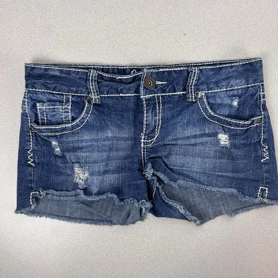 Amethyst Women's Denim Shorts Size 11 Distressed Stretch Blue - Image 1 of 4