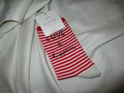 Nuevo con etiquetas Calcetines Crew Ann Taylor Loft Regalo Amor y Felicidad Rojo Rayas Talla Única Foto 1 de 2