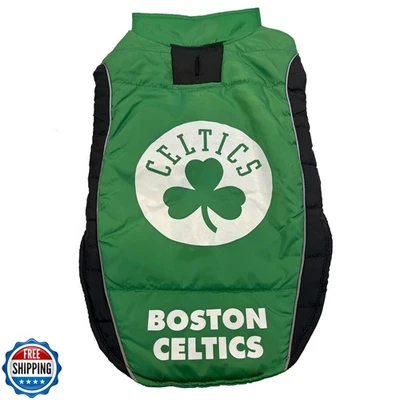 NBA Boston Celtics Puffer Vest for Dogs and Cats, Size Large. Warm, Cozy, and - Image 1 of 4