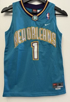 Camiseta vintage Nike New Orleans Hornets NBA Baron Davis costurada comprimento juvenil +2 P - Imagem 1 de 4