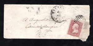 US 65 (1861) 3c Used (Dated 1862) EFO: Crazy! Fold over freak on evelope.  Rare! - Picture 1 of 4