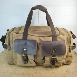 Western Leather Goods Buckaroo Fit Brown Canvas Thick Leather Duffle Customized - Picture 1 of 24