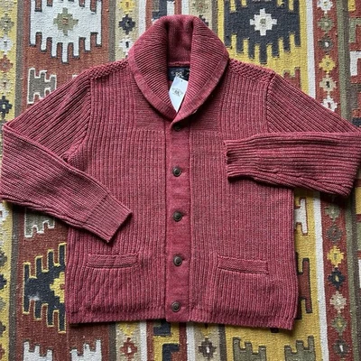 RRL Double RL Shawl Collar Sweater Sz L - Red - Image 1 of 4