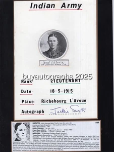 Great War Victoria Cross Empfänger Jackie Smyth VC signed Display - Bild 1 von 2