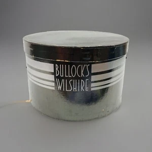 Vintage Bullock's Wilshire Logo Los Angeles Hat Box With Handle Black 8”x5.5” - Picture 1 of 7