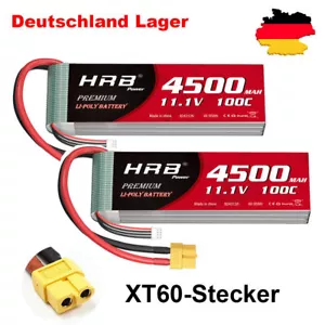 2Stück HRB 11,1V 4500mAh 3S XT60 Lipo Akku für RC Flugzeug Hubschrauber Auto FPV - Bild 1 von 7