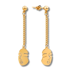 Luxus Ohrringe 18 Karat Gold Bold Face. Baumeln Quaste Tropfen Nieten minimalistisch süß - Bild 1 von 3