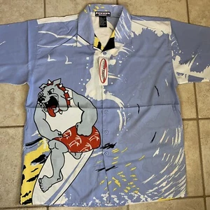 Camisa De Colección Años 90 Urban Exchange Grande L Azul Bulldog Surf Hawaiano Abotonada - Imagen 1 de 11