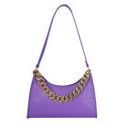 Fashion Women Leather Shoulder Bag Chain Solid Underarm Handbags (Purple)