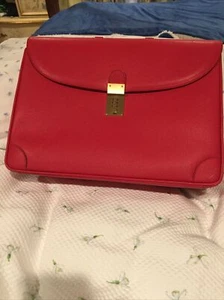 Giorgios Palm Beach Leather Briefcase NWOT Cherry Red SALE - Picture 1 of 12