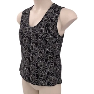 Kathie Lee Womens Top Blouse Size Small Black Ivory Geometric Sleeveless  - Picture 1 of 11