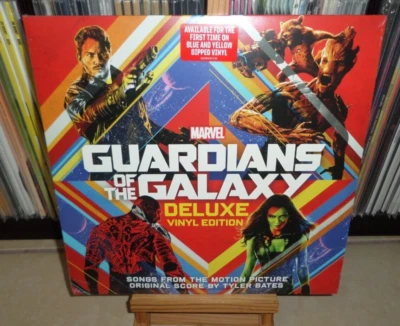 GUARDIANS OF THE GALAXY DELUXE BLUE & YELLOW LP SONGS & SCORE DAVID BOWIE 1OCC - Image 1 of 4