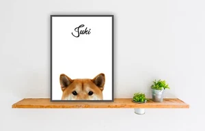 Japanese Shiba Inu Dog personalised print poster wall art peeper gift present - Picture 1 of 1