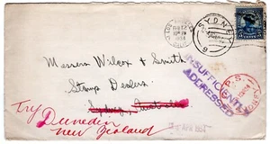 1934 Los Angeles CA to Sydney Australia "Try Dunedin New Zealand" - Picture 1 of 2