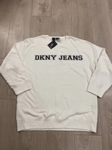NWT DKNY Sweatshirt XL Donna Karan New York Pullover Crewneck cream With tags - Picture 1 of 7
