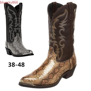 Botas vaqueras occidentales para hombre punta puntiaguda bordadas patrón serpiente botas de media pantorrilla - Imagen 1 de 18