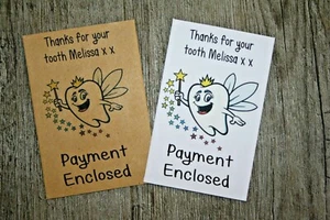 5 PERSONALISED MONEY PACKETS ENVELOPES TOOTH FAIRY BOY GIRL NOVELTY KEEPSAKE 1ST - Picture 1 of 4